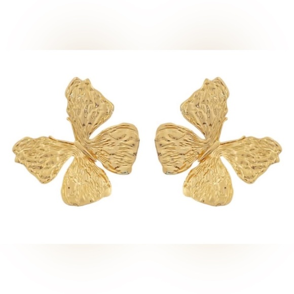 Gold Butterfly Statement Earrings - Picture 8 of 16